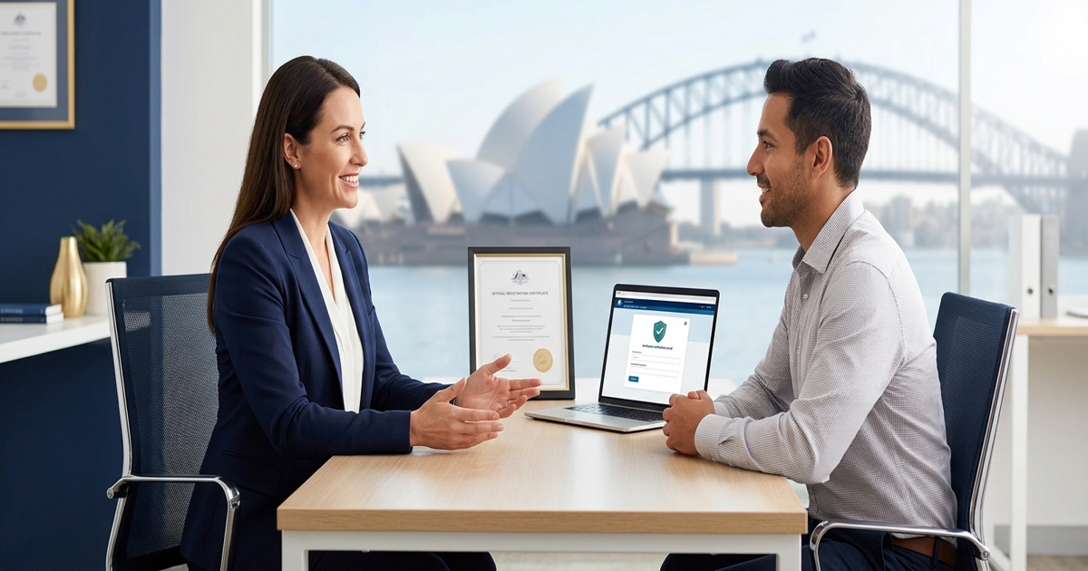 Immigration Agent and Client discussing