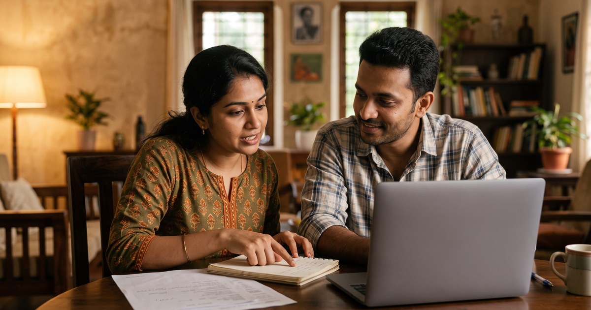 Couple at home in Kerala planning the cost and timeline of an australia pr visa from india